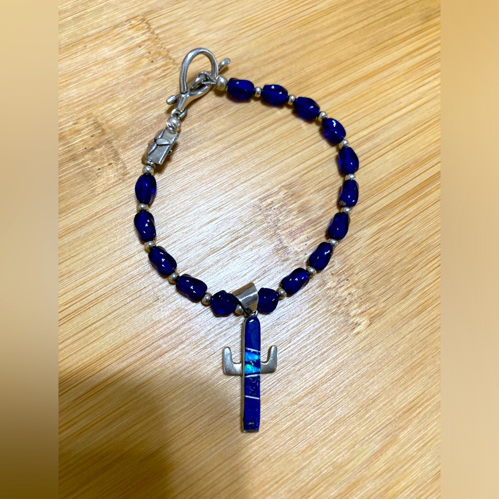 Blue Cactus Charm Bracelet 💙